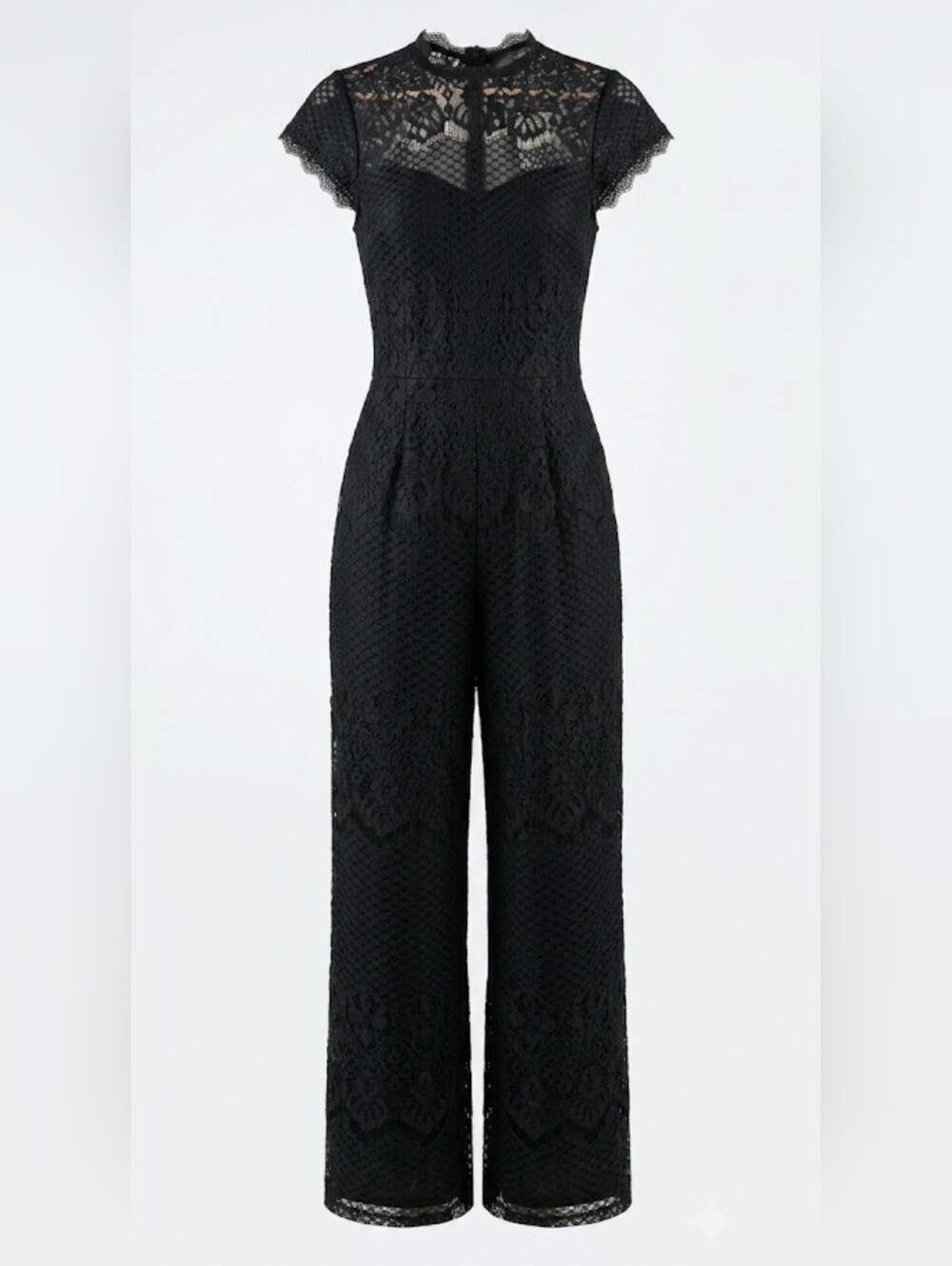 SKIES ARE BLUE Black Lace High-Neck Black Jumpsuit - Size S
